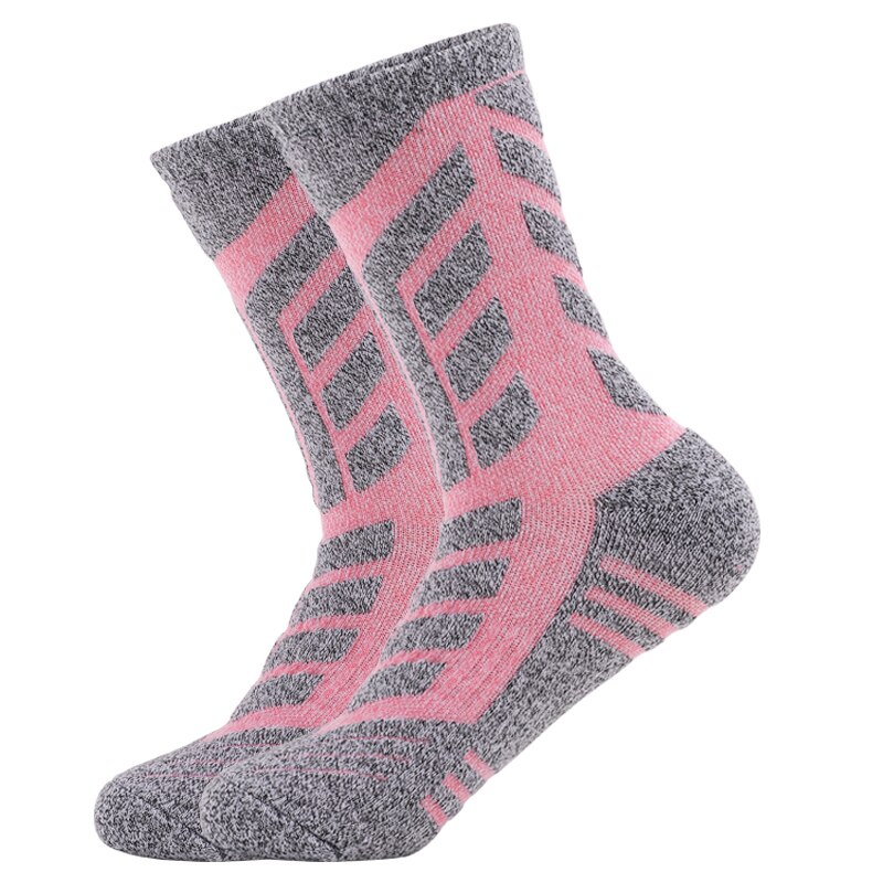 Women's Wick Thick Cushion Cotton Crew Skiing Socks Sports Athletic Hiking Socks Winter Warm Socks For Women 2 pairs: Pink / M (EU 35-38)