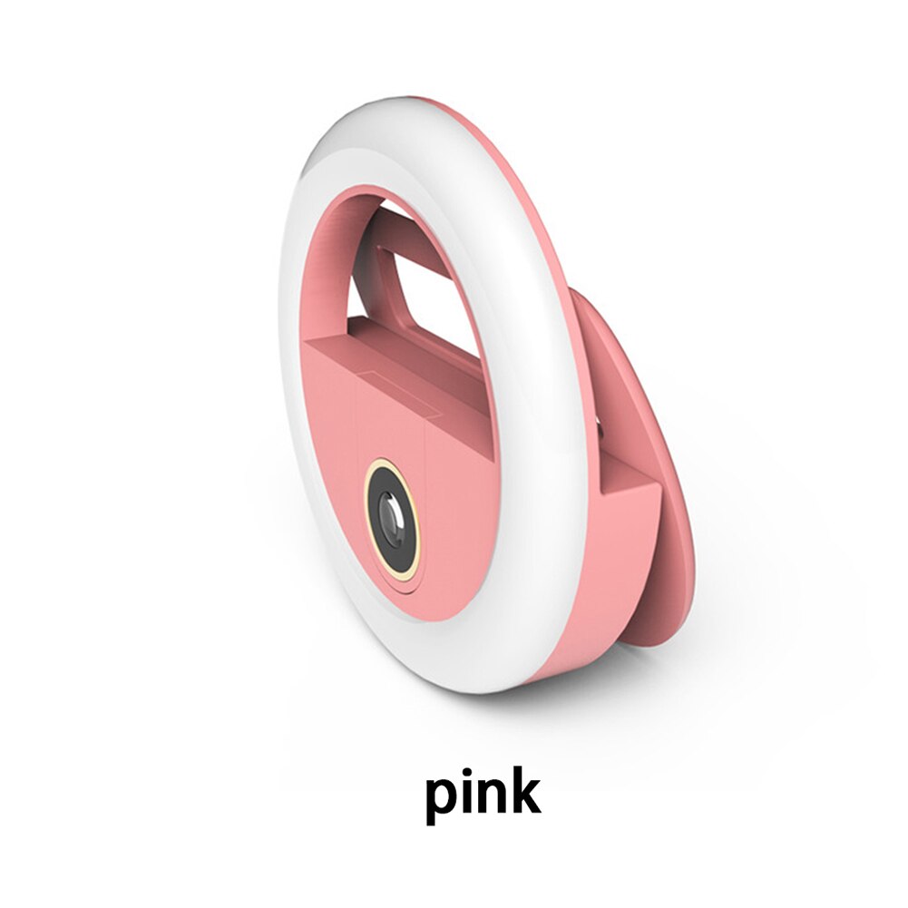 Moblie Phone Selfie Ring Wide Angle Lens Beauty Fill Light Lamp Macro Photography Camera Shot Rechargeable LED Selfie Ring: Pink