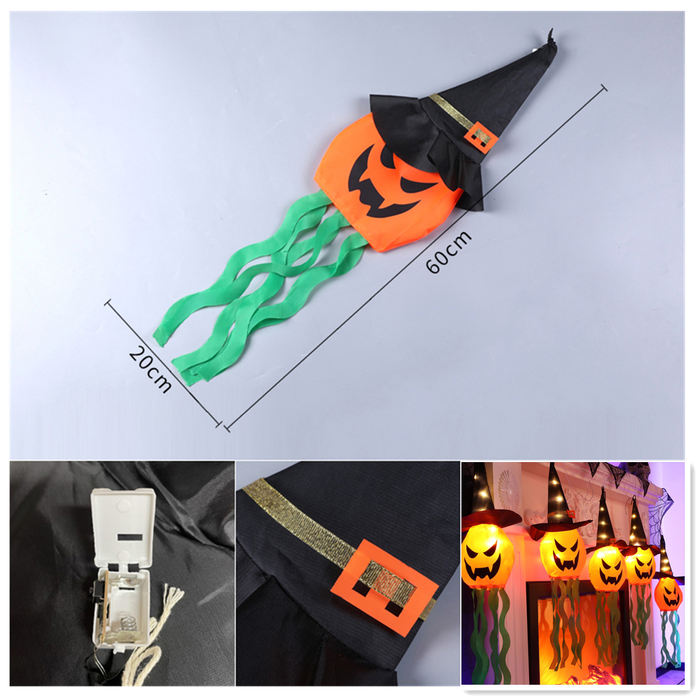 45-80cm led halloween-dekorasjon blinkende lys gypsophila spøkelsesfestival kle seg glødende trollmannsspøkelseshattlampe hengende dekor: Plomme