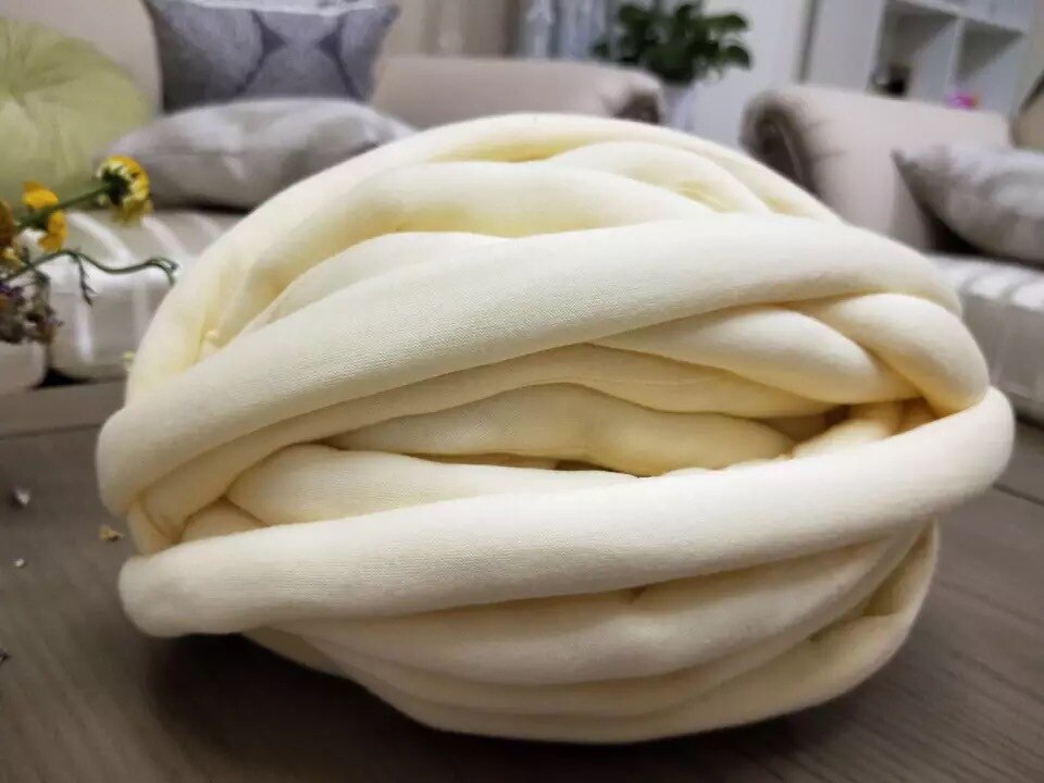 Superdikke armbreiwol, gebreide deken, dikke wol, superdik garen voor breien/haken/tapijt/mutsen: Melkgeel