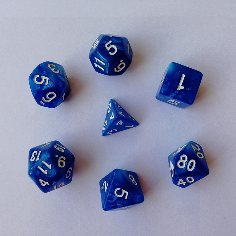 7 stks/partij RPG Game Dices Kleurrijke Acryl Dobbelstenen Set Gemengde D4 D6 D8 D10 D10 % D12 D20 DnD Board game Dices Digitale Dices: Blauw