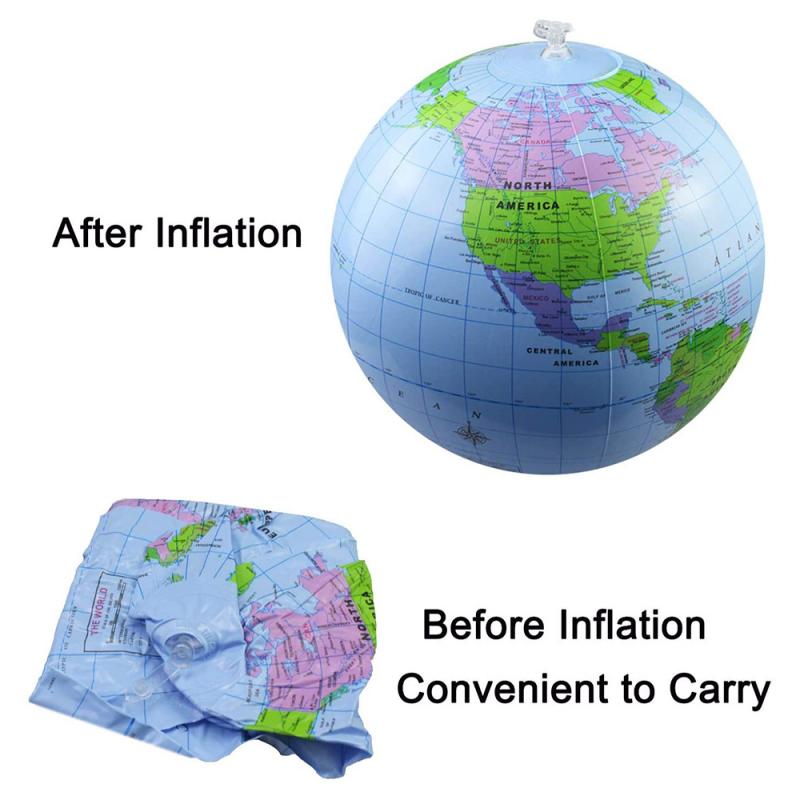 12" PVC Inflatable Globe Beach Ball World Globes Earth Blow Up World Globe Beach Ball For Beach Playing Kids Toys Having Fun