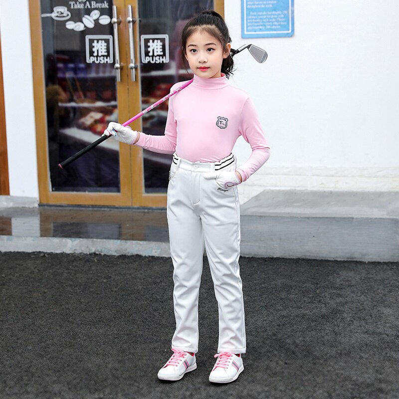 TTYGJ-ropa de Golf para niños, pantalones largos de otoño e invierno para niñas, pantalones deportivos informales cálidos de terciopelo para niños de mediana edad y mayores