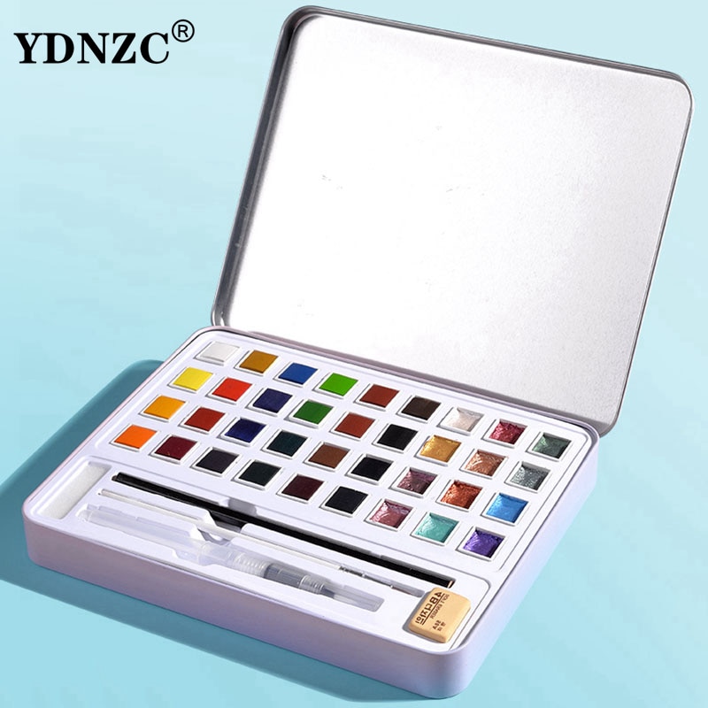 Parel Aquarel Pigment Set 48 Kleur Aquarel Verf Student Handgeschilderde Draagbare Schilderen Set Ijzeren Doos Specialiteit Art Supplies