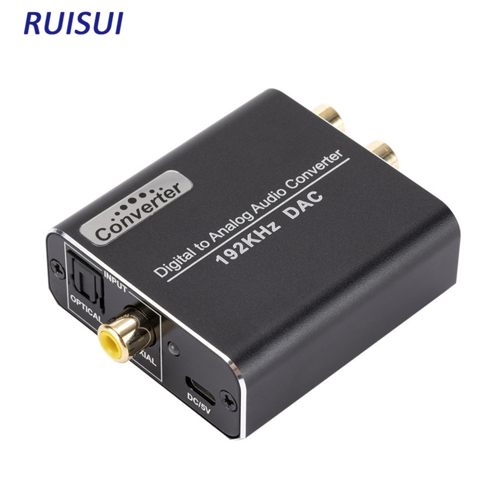 192kHz Digital to Analog Audio Converter DAC Digital Coaxial Optical Toslink to Analog 3.5mm Jack RCA (L/R) Stereo Audio Adapter