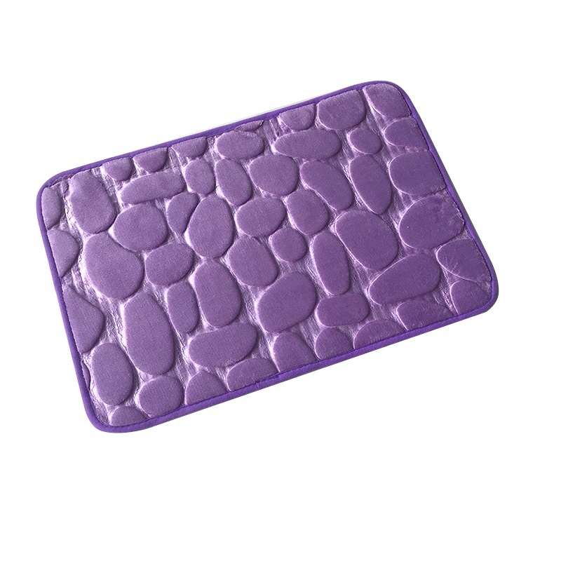 Home Bath Mat Coral Fleece Bathroom Carpet Water Absorption Non-slip Memory Foam Absorbent Washable Rug Toilet Floor Mat: XQ88-Purple