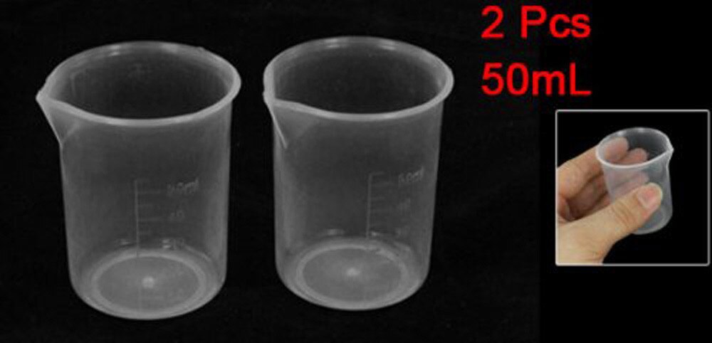 Recipiente volumétrico graduado de plástico para laboratorio de cocina, transparente, 50mL, accesorios para herramientas, #50, 2 uds.
