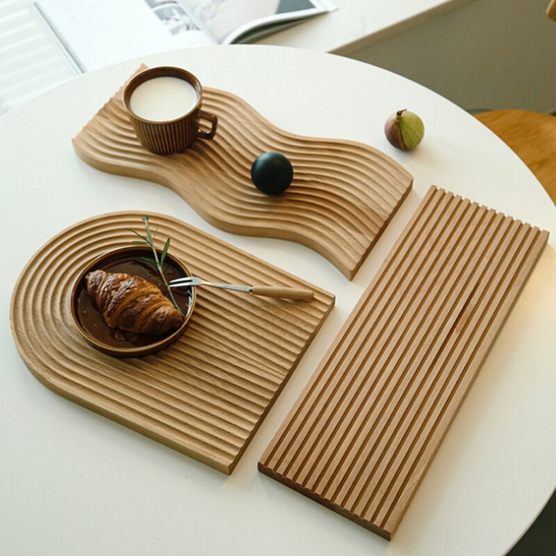 1Pc Nordic Groef Hout Dessert Snijden Brood Lade Keuken Anti-Slip Snijplank Organizer