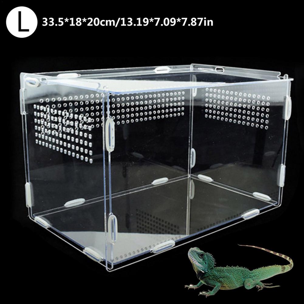 Reptile Breeding Box Transparent Acrylic Feeding Box Clamshell Opening For Spider Lizard Frog Cricket Turtle (No Landscaping)