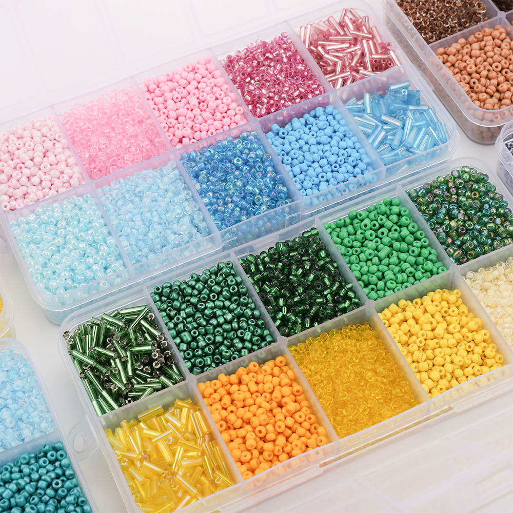 130g/set Glass Round Seed Beads Tube Loose Beads DIY Bracelet Necklace Czech Crystal For Jewelry Making Handmade Accessories