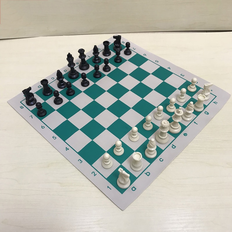 P15 34.5cm green & white Vinyl Tournament Chess Board for Children's Educational Games Magnetic Board for Chess