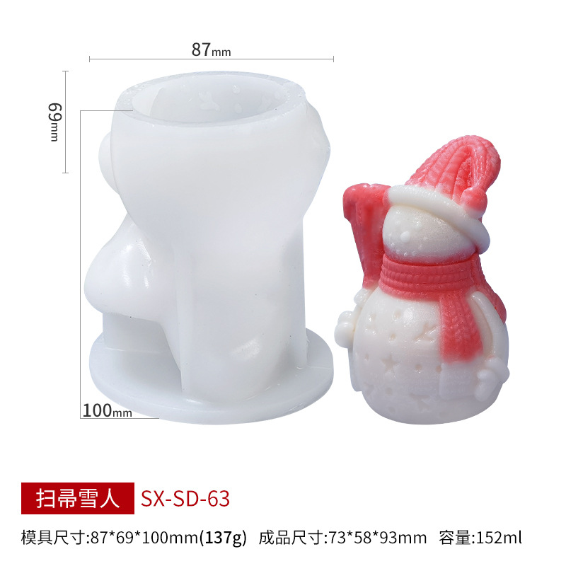 Stampo per candele in silicone 3D albero di Natale pupazzo di neve Decorazione natalizia fai da te artigianato gesso in resina stampo in argilla di cemento regalo di Natale: Cioccolato