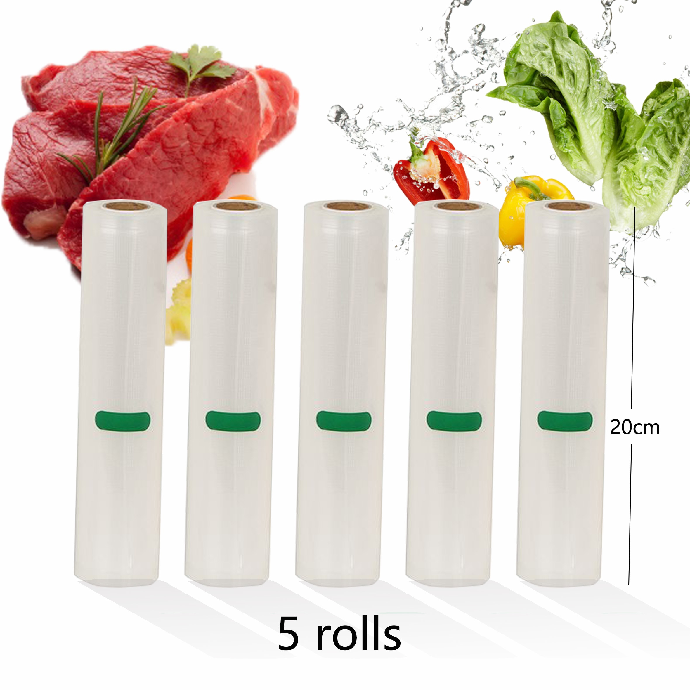 5 Rolls/Lot Keuken Voedsel Vacuümzak Opslag Tassen Voor Vacuum Sealer Voedsel Verpakker 20 Cm * 500 Cm