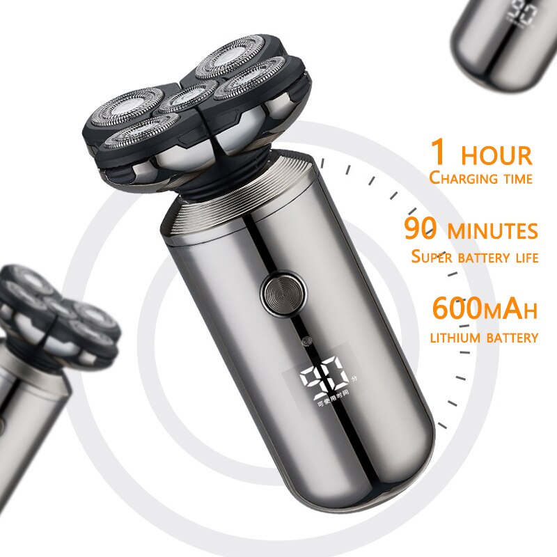 Rasoir électrique 5 en 1 rechargeable pour hommes, rasoir pour le visage et le corps, rasoir pour barbe, humide et sec