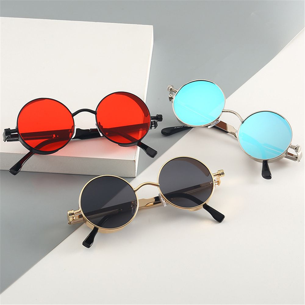 Steampunk Frauen Männer Runde Sonnenbrille Metallrahmen Brillen UV400 Schutz gotisch Jahrgang-Party Zubehör