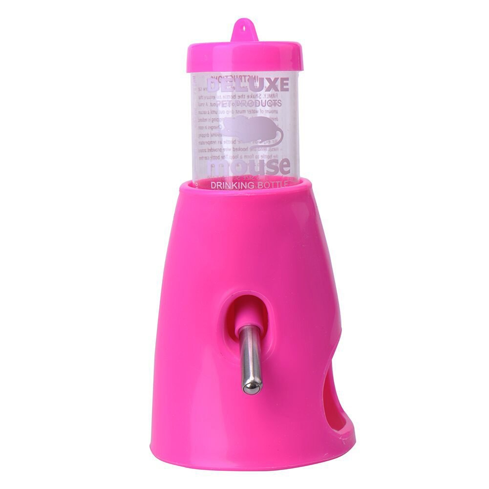 80ml Pet Hamster Muizen Water Fles Houder Dispenser Base Hut Nest Feeder Hideout: Roze