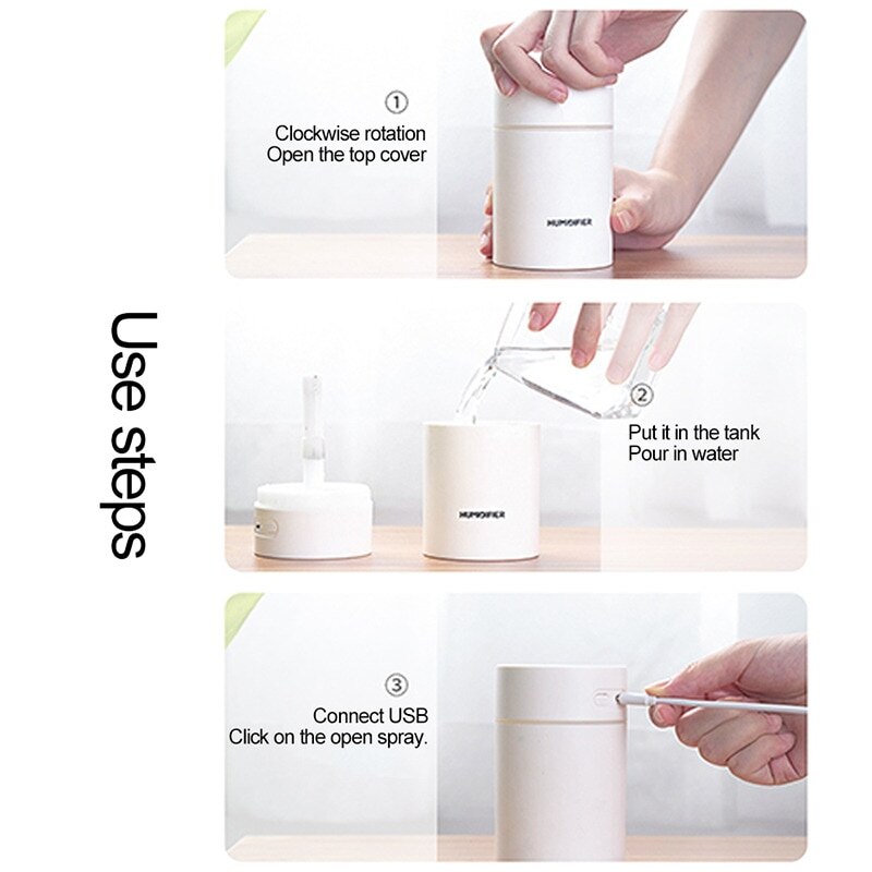 300ml USB automatyczny mini nawilżacz ambona wyciszenie biuro samochodu nawilżający wyciszenie Nano grzywny dużej pojemności samochodowy nawilżacz powietrza w magazynie