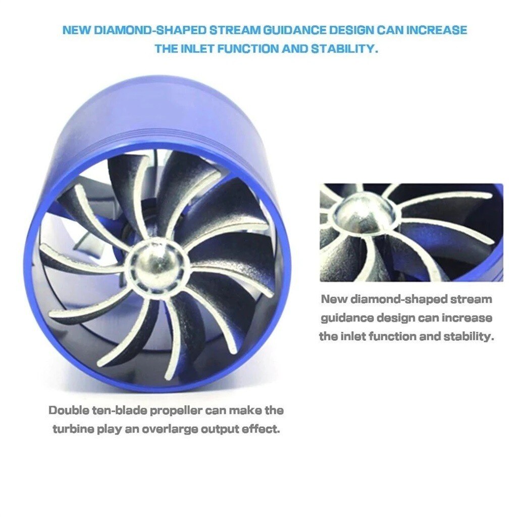 auto Turbina di Aspirazione aria auto rimontare turbo gas Olio Combustibile risparmiatore fan turbo compressore Turbina Misura per Tubo di Aspirazione dell'aria diametro 2.5-2.9in