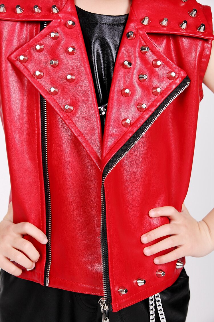 Chicos hip-hop chaqueta de cuero remache chaleco nuevos niños de Ropa de baile chaleco Modis niños ropa Y1234