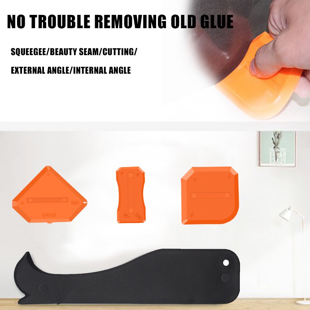 4 Stuks Siliconen Glas Cement Glad Schraper Breeuwen Kit Afwerking Grout Floor Cleaning Tegel Vuil Tool Spatel Lijm Schop
