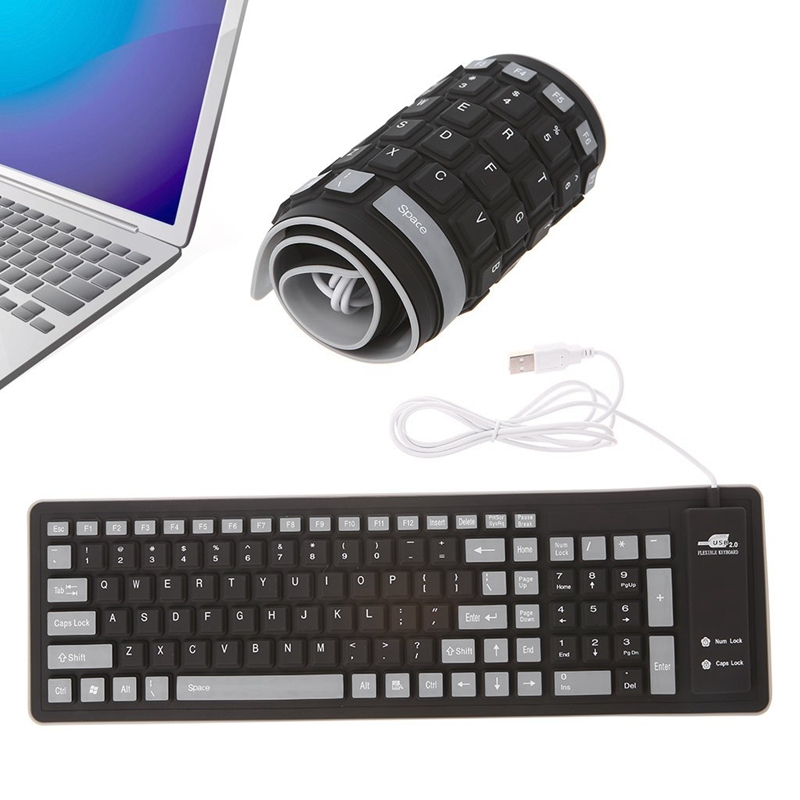 Foldable Keyboard Waterproof USB Wired Keyboard 103 Key Silicone Soft Keyboard