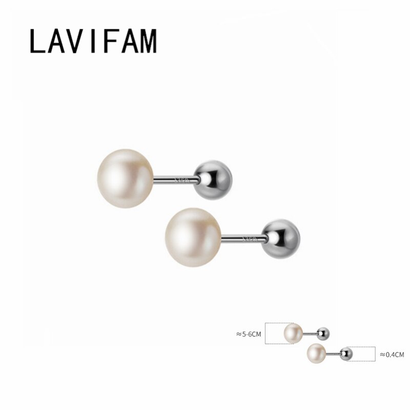 White Freshwater Pearl Screw Back Stud Earrings 925 Sterling Silver For Women Girls Kids Piercing Jewelry