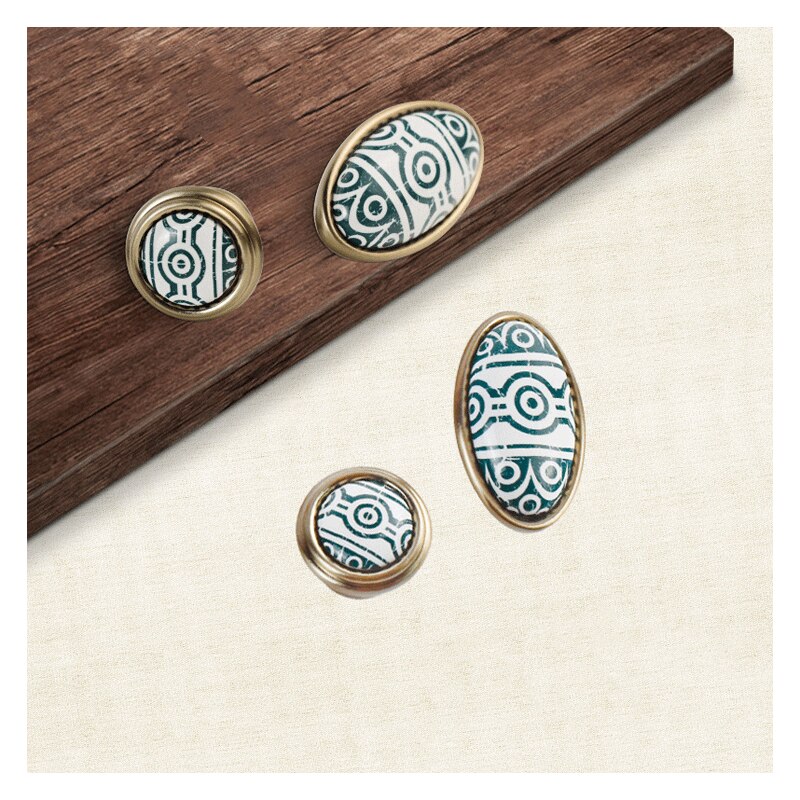 Floral Pattern Ceramic Drawer Pulls Kitchen Door Cabinet Handles Knobs and Pulls Decoration Furniture Hardware