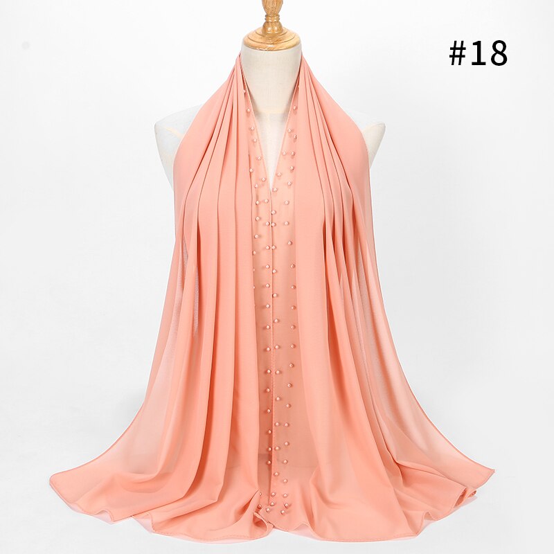 Parel Sjaal Big Size Solider Kleur Bubble Chiffon Sjaal Effen Sjaals Hijab Moslim Sjaal: 18