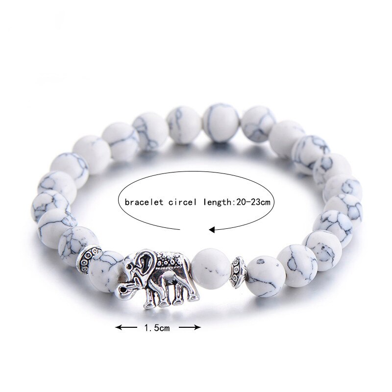 Classic Natural Stone Buddha Charm Bracelet For Women Chic Silver Color Elephant Beads Bracelets Men Jewelry