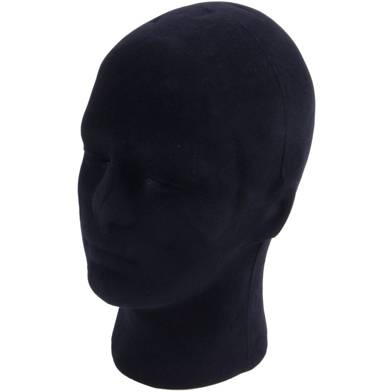 Polystyrene Black Foam Men Model Mannequin Head Dummy Stand Shop Display Hat, 2 x BLACK