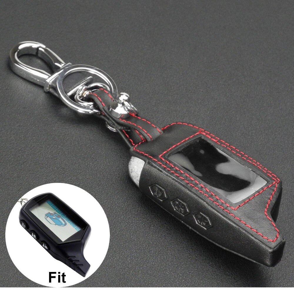 Jingyuqin B9 Leather Key Case Voor Starline B9/B91/B6/B61/A91/A61/v7 C9 Kgb FX-5 Jaguar Ez-Een Lcd Manier Auto Remote 2 Weg Alarm