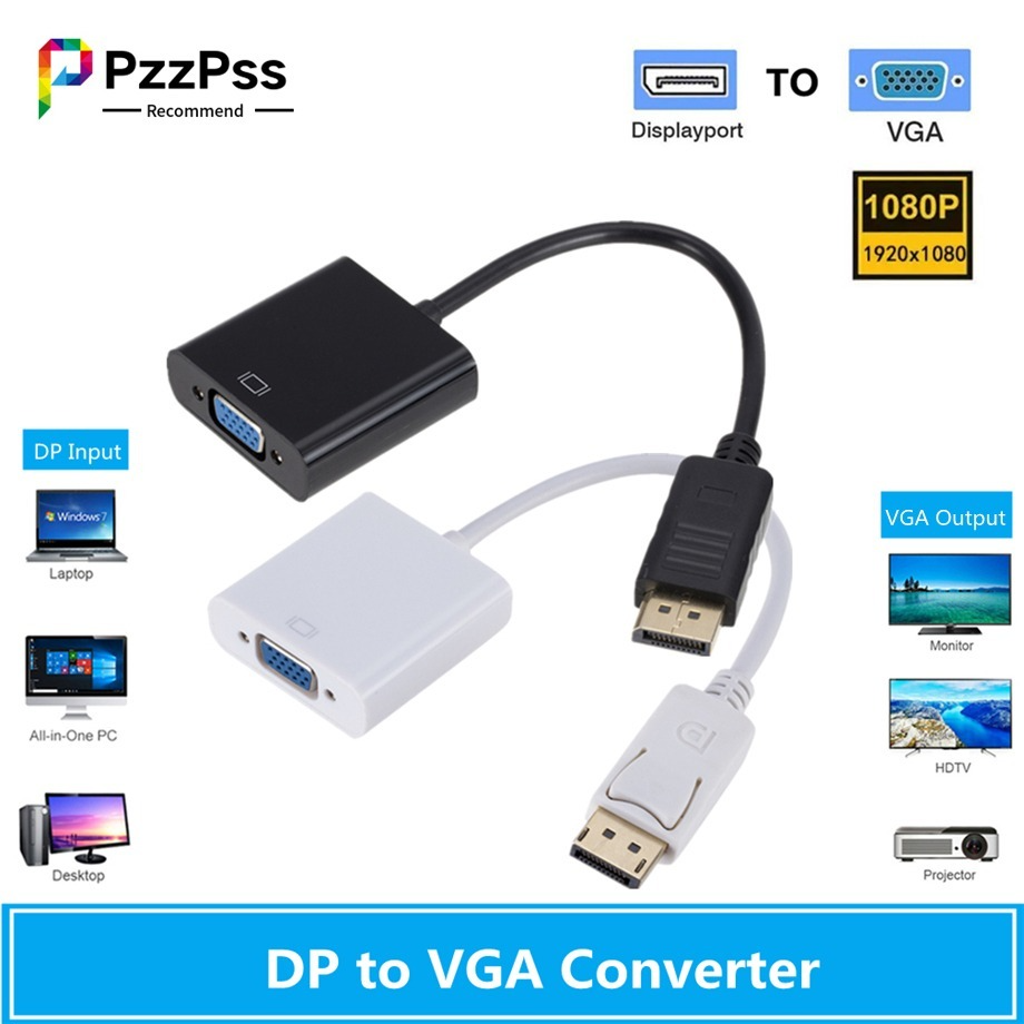 Pzzpss Displayport Display Port Dp Naar Vga Adapter Kabel Man-vrouw Converter Voor Pc Computer Laptop Hdtv Monitor Projector