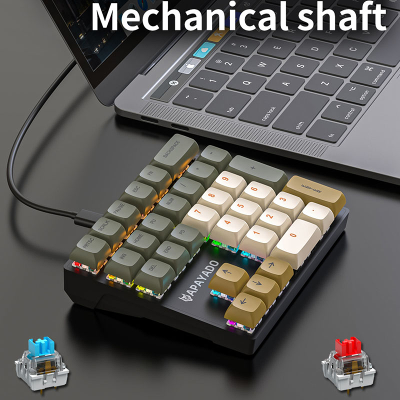 APAYADO-K33 Mini teclado numérico, eixo mecânico azul, RGB,PBT Keycaps, apto para o governo, engenharia, impostos, K33