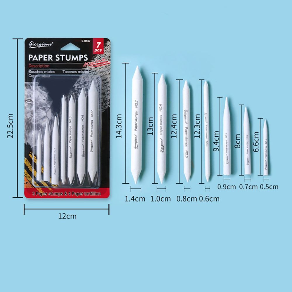 7 st/set blandningsstubbar papper målning konstnärsmaterial konstblandare sandpapper blyertspenna hållbar vit