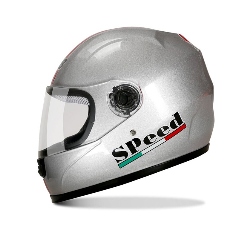 Motorcycle Full Face Helmets Electric scooter helmets Cycling helmet ABS Speed Motorbike Protective Cap Warm Winter Helmet: silver