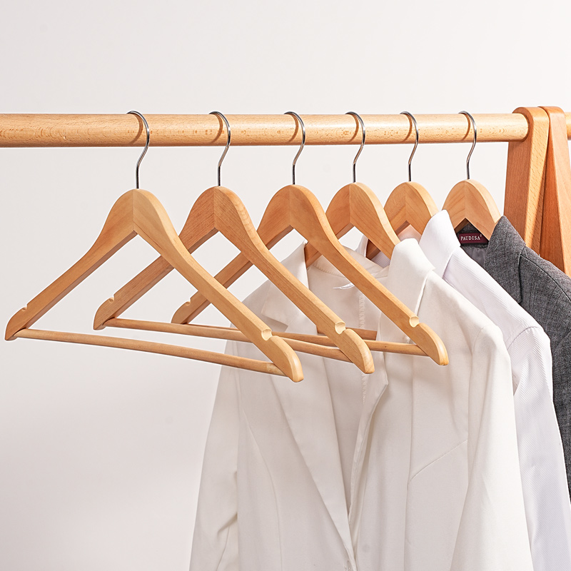 Madeira maciça cabides para uso doméstico, cabides para camisas e outerwear, 10 peças