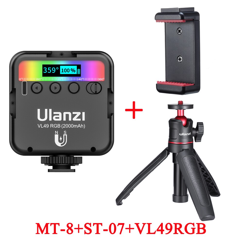 Ulanzi VL49 RGB Tasche LED Video Licht Fotografie Füllen Licht 2500K-9000K Dimmbare CRI95 + Gebaut-in Batterie mit Kalten Schuh Halterungen: MT8 ST07 VL49RGB