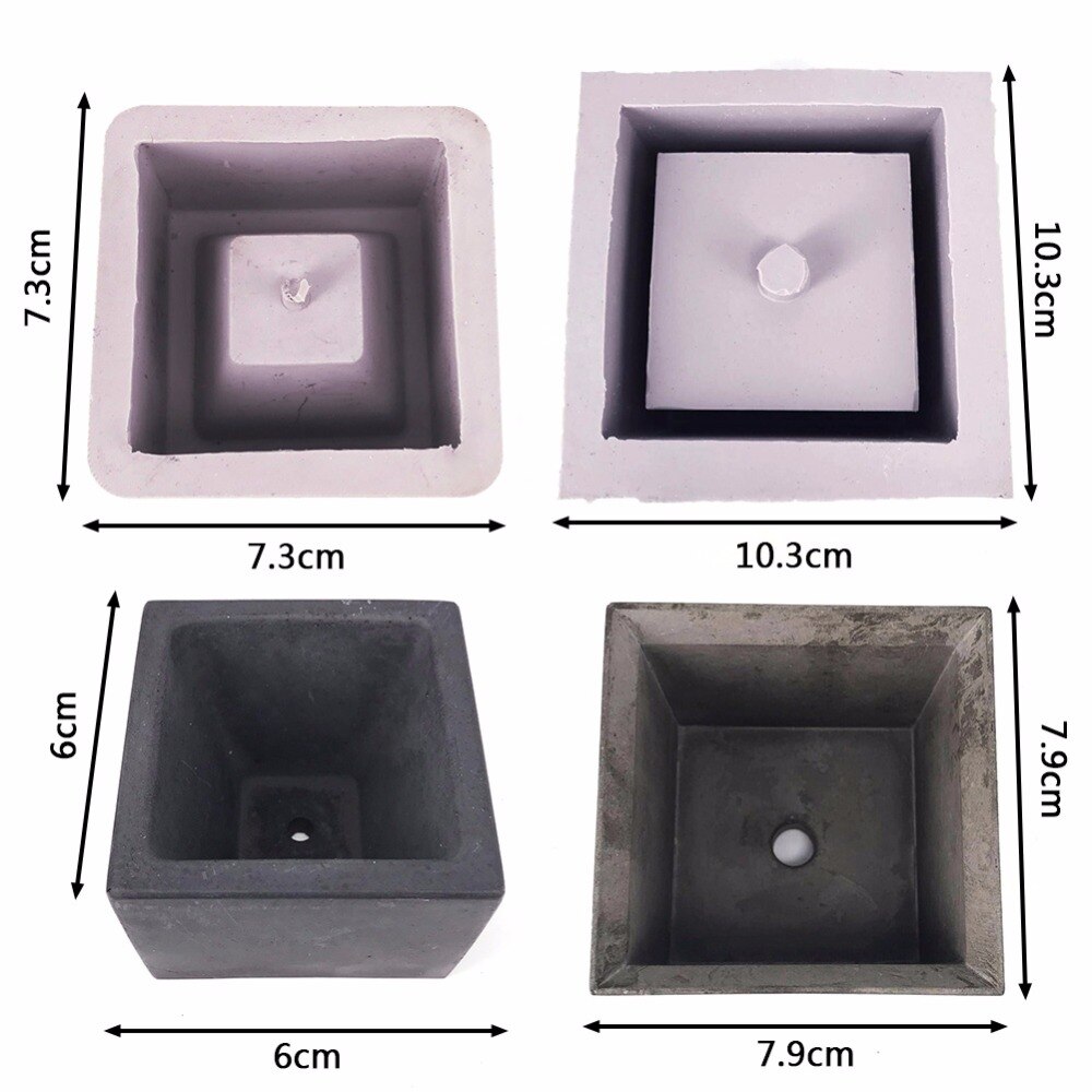 Concrete Silicone Cube Pot Mold Planter Flower Pot Cement Vase Mould Craft Handmade Garden Pot Mold