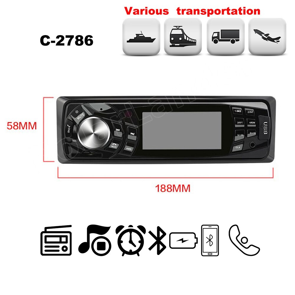 Remote control Bluetooth C-2786 In-dash Electronics SD USB MP3 player 1 Din FM Aux Input Receiver 12V Auto Car Radio