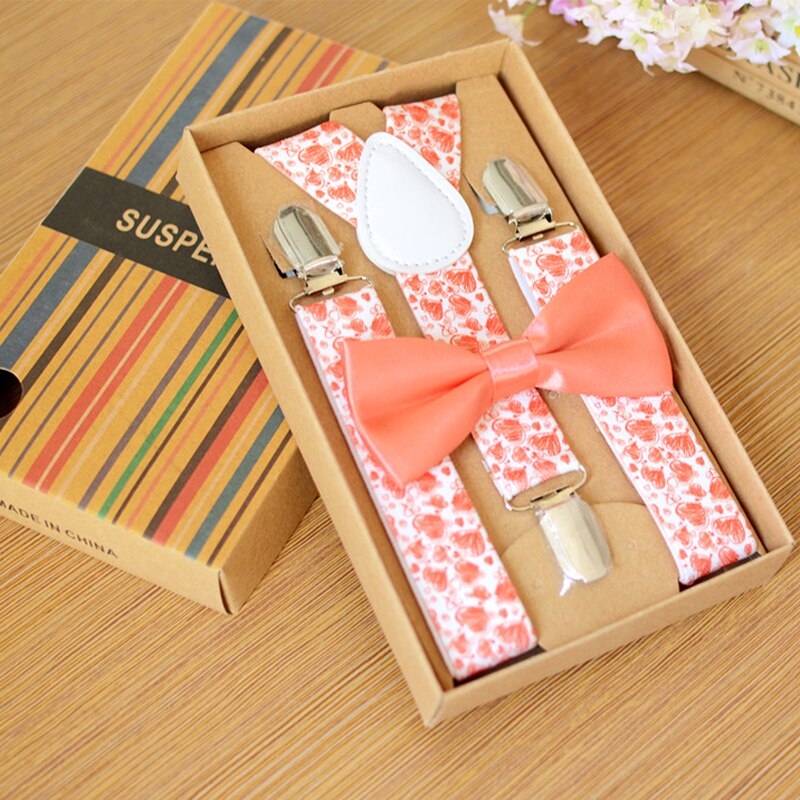 Sweet Girls Suspenders Set 3 Clips Elastic Y-back Adjust Bowtie Braces Personality Clothes Accessories For Kids Children