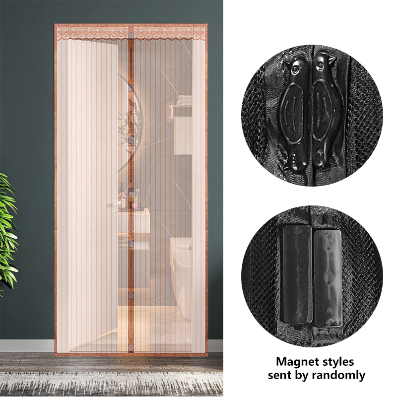 Anti Mosquito Fly Curtains Net Anti Bug Door For Bedroom Kitchen Magnetic Gauze Door Curtain No Punching Required Lace Curtains: 13*2.6 / Red