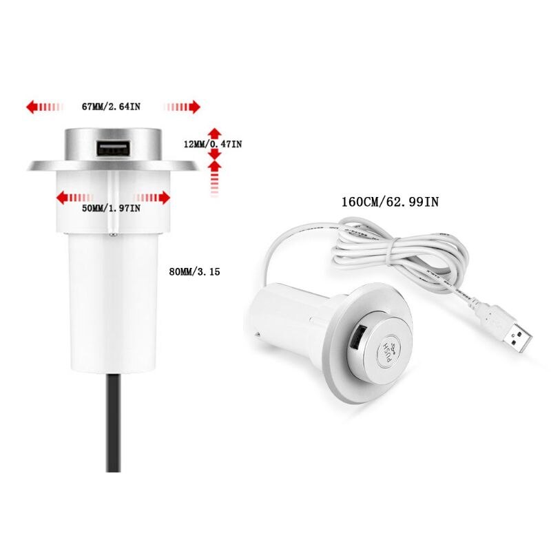 Pop-up In-Desk Slot USB 2.0 3 Ports Hub Splitter Adapter for Laptop PC Computer
