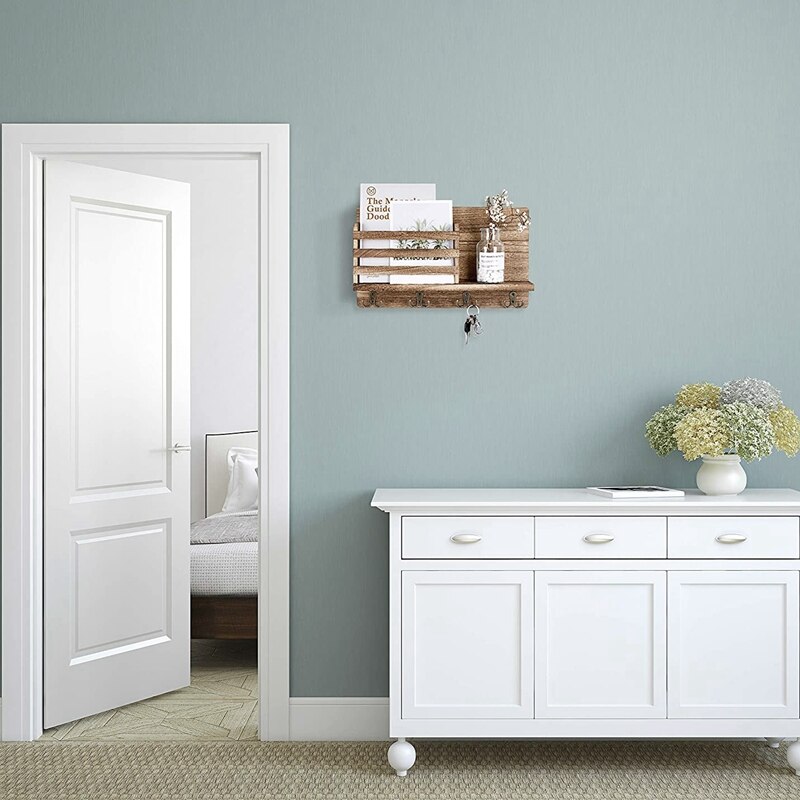 Porte-courrier mural en bois, organisateur de tri de courrier, avec 4 crochets à Double clé, décoration de la maison, pour l'entrée ou la salle de boue