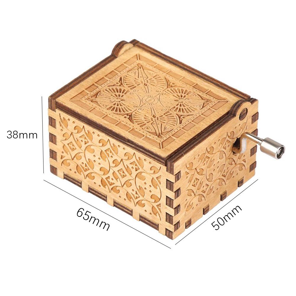 Carved Hand Cranked Musical Box Red Wooden Manual Child Birthday Children/friends Christmas Birthday: c
