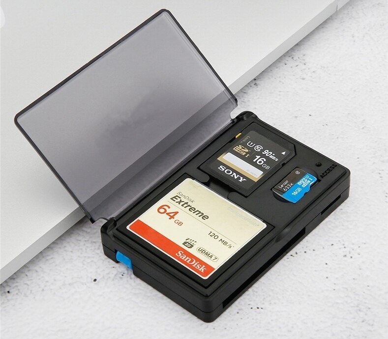 USB 3.0 high speed Multi card reader with storage box support SD CF TF memory card