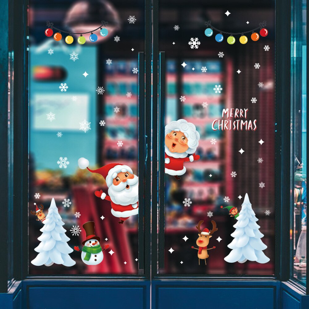 Window Glass Door Self-Adhesive Wall Stickers Year Christmas Decoration Merry Christmas Stickers Window Stickers Ornaments