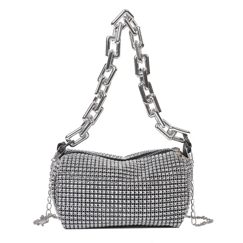 Allover-Beuteltasche mit Strasssteinen, Balltasche mit Glitzerkette, Mini-Umhängetasche für Damen (6,3 x 3,54) Zoll).