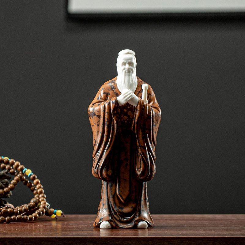 Confucius, en helgen skulpturstatue, keramisk moderne kunstskulptur, kinesisk stil hjemme stue loftdekorasjon
