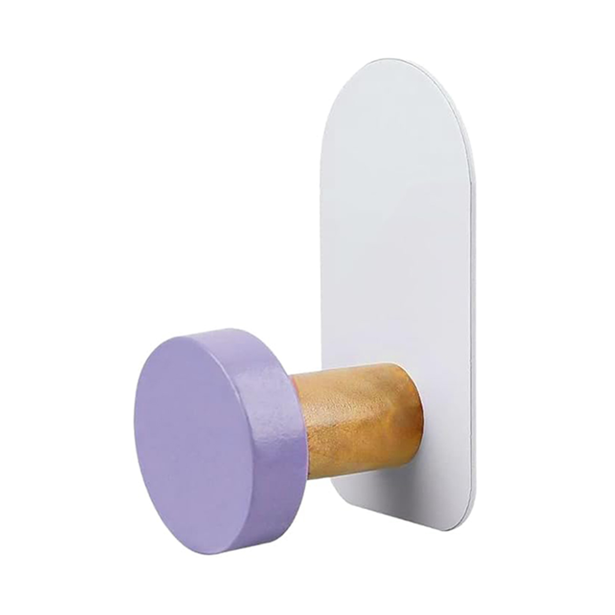 1 stks kleurrijke muurhaken zelfklevende haken geen boren houten kapstokken voor kinderen keuken badkamer woonkamer: Paars