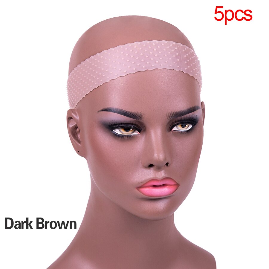 Stirnband Perücke Zubehör Silikon Band Für Perücke Einstellbar Silikon Stirnband Für Perücken Frauen Haar Band Transparent Gummi Haar: 5pcs-dark brown